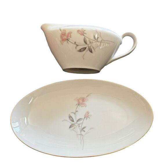 Wentworth Desire Pattern 8906 Gravy Boat Underplate Fine China Floral Japan - Picture 1 of 5